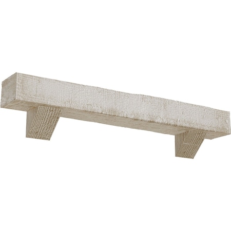 Kit W/ Breckinridge Corbels, White Washed, 8H  X 8D X 36W Rough Sawn Faux Wood Fireplace ManteL